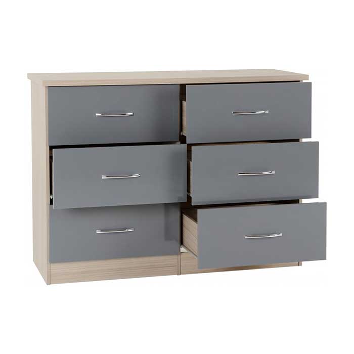 Nevada 6 Drawer Chest in Grey Gloss