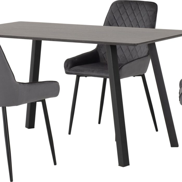 Berlin Grey DIning set with 4 Avery grey chairs