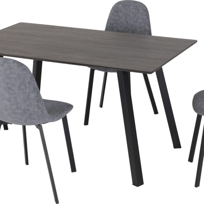 Berlin Dark Grey Dining Set with 4 Berlin Dark Grey Fabric Chairs