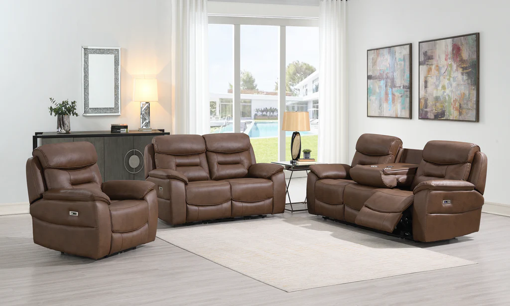 Leroy Chestnut Electric Recliner Sofa Collection