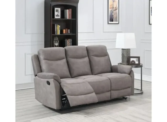 Evan Grey 3 Seater Reclining Fabric Sofa