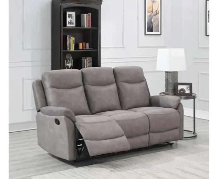 Evan Grey 3 Seater Reclining Fabric Sofa