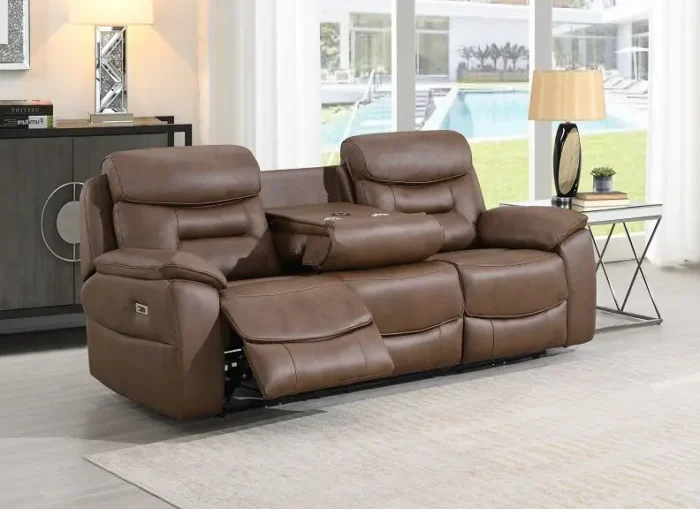 Leroy Chestnut 3 Seater Electric Recliner Sofa