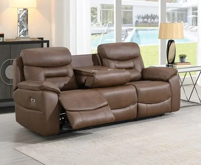 Leroy Chestnut 3 Seater Electric Recliner Sofa