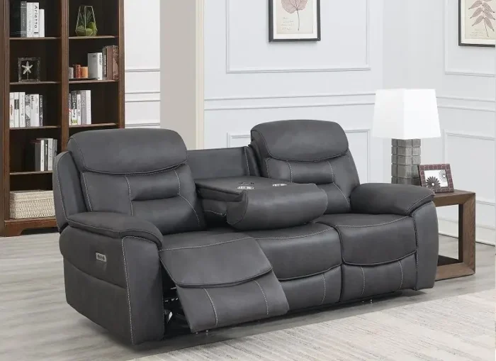 Leroy Grey 3 Seater Electric Recliner Sofa