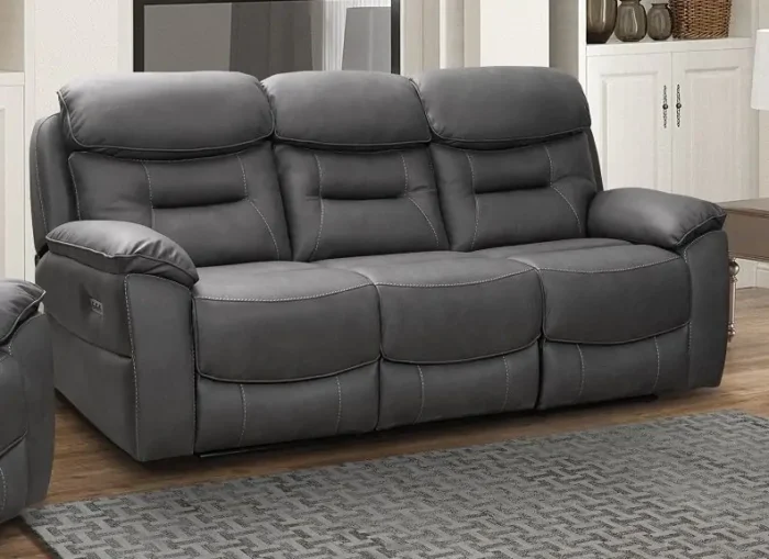 Leroy Grey 3 Seater Electric Recliner Sofa