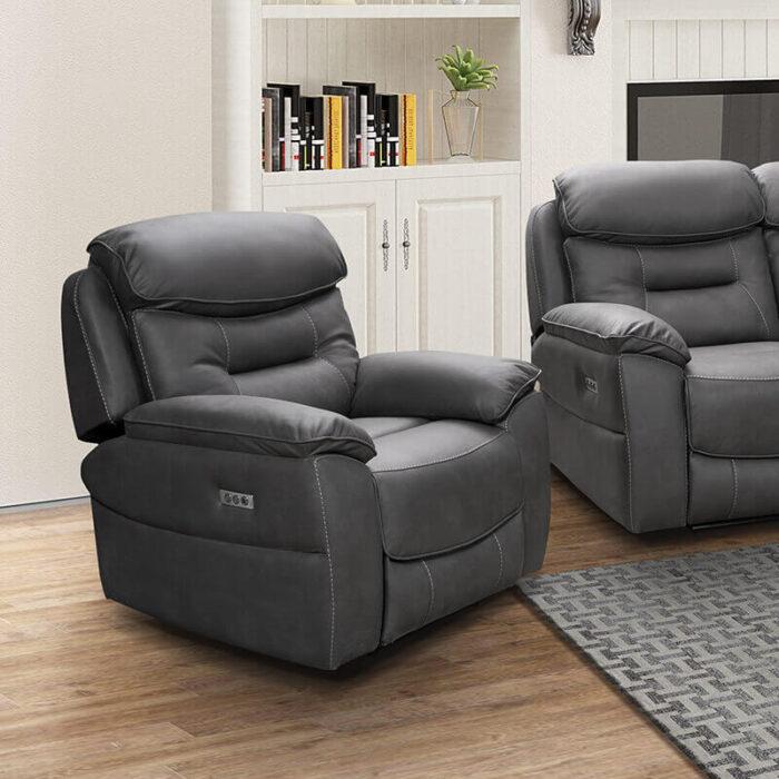 Leroy Grey 1 Seater Electric Recliner Armchair