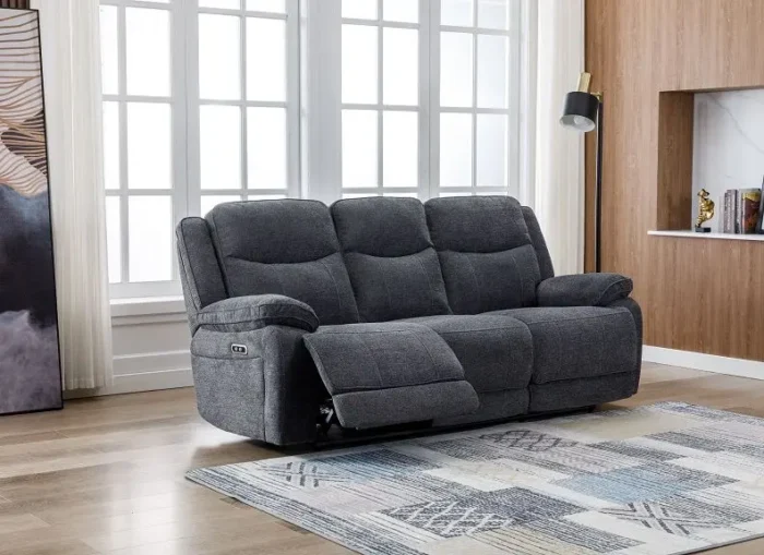 Herbert 3 Seater Recliner Sofa Dark Grey