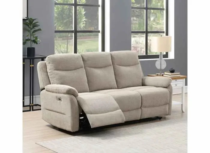 Keegan Oatmeal 3 Seater Electric Recliner Sofa