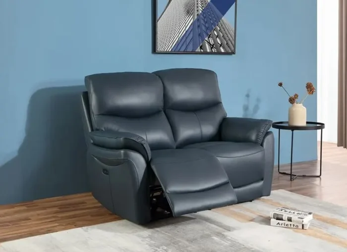 Ricardo Blue 2 Seater Recliner Sofa