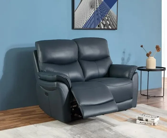 Ricardo Blue 2 Seater Recliner Sofa