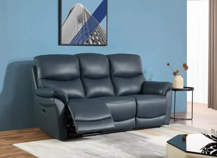 Ricardo Blue 3 Seater Recliner Sofa