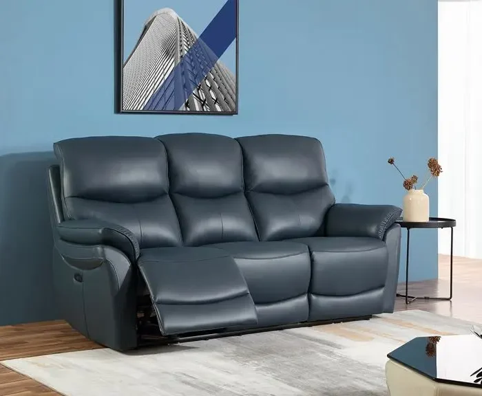 Ricardo Blue 3 Seater Recliner Sofa