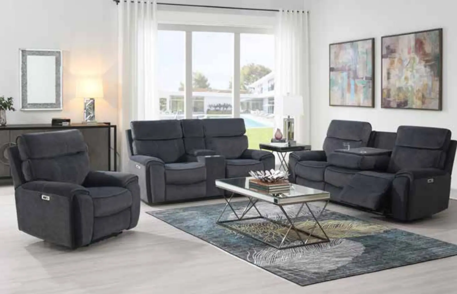 Sheldon Recliner Sofa Collection Grey