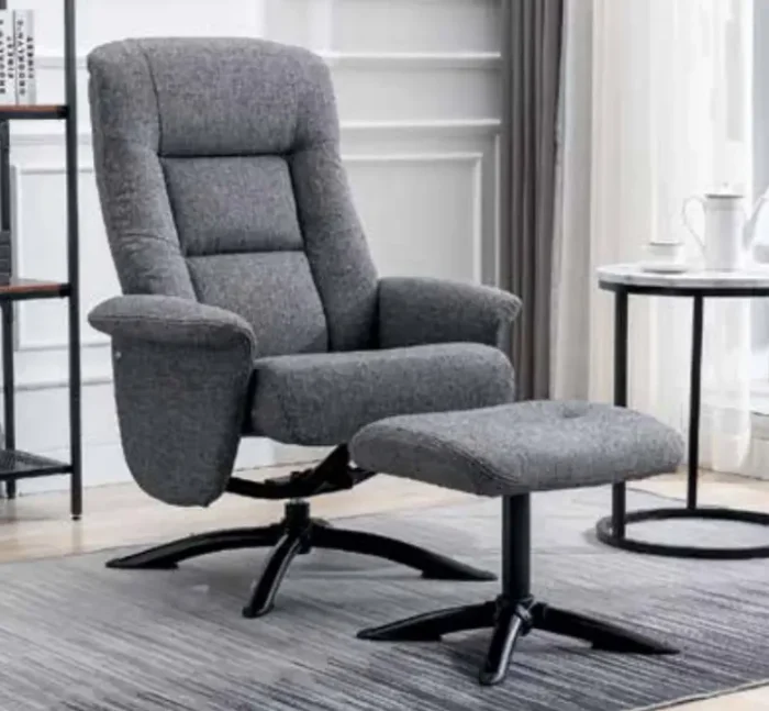 Denver Swivel Recliner and stool Grey