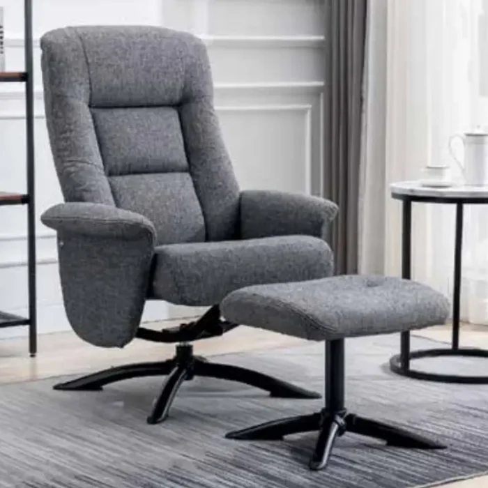 Denver Swivel Recliner and stool Grey